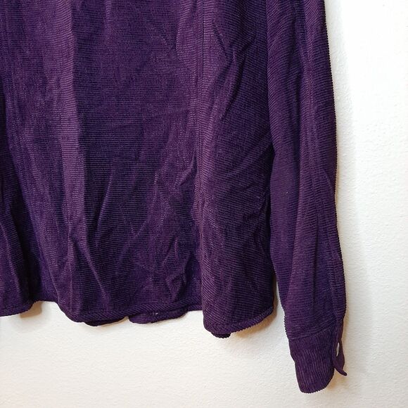 Chicos Shirt Jacket Purple Women Size 3 Button Up Shacket Ribbed Silk Blend LS - Picture 9 of 10